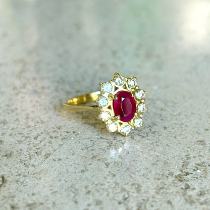 Bague Marguerite - Or Jaune 750 Rubis & Diamants
