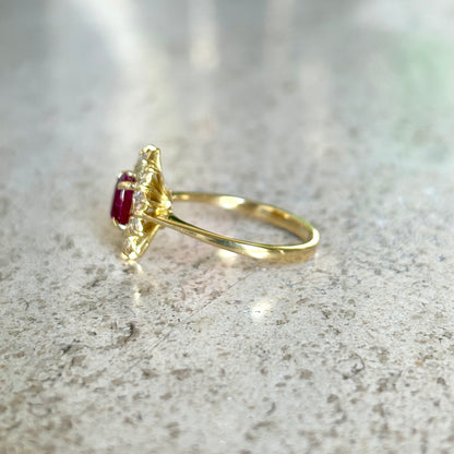 Bague Marguerite - Or Jaune 750 Rubis & Diamants