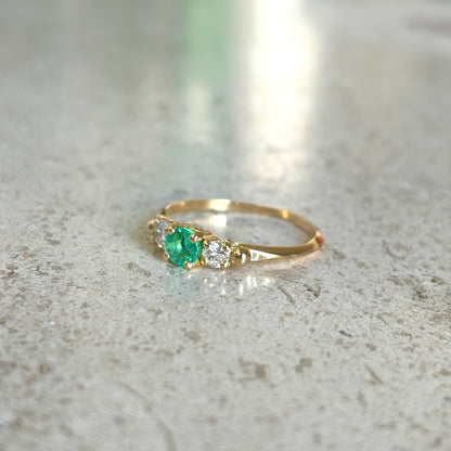 Bague Ponyo - Or Jaune 750 Émeraude & Diamants