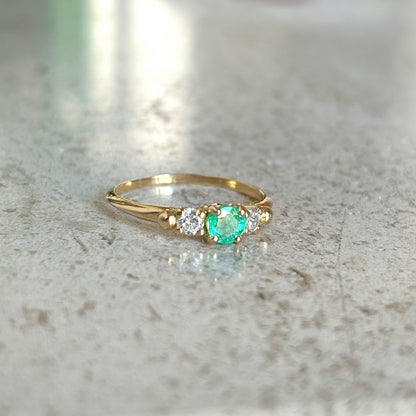 Bague Ponyo - Or Jaune 750 Émeraude & Diamants