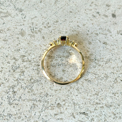 Bague Ponyo - Or Jaune 750 Grenat & Diamants