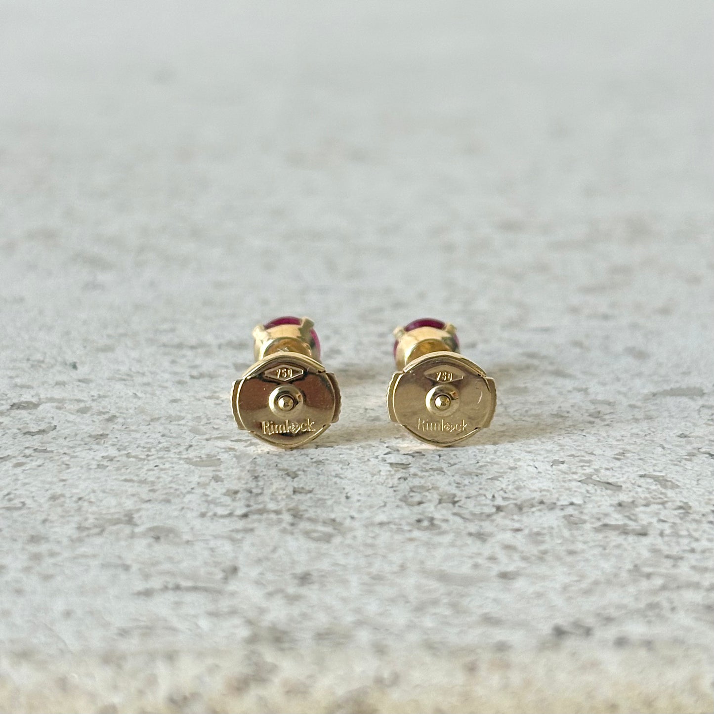 Boucles D'oreilles Puces - Or Jaune 750 & Rubis