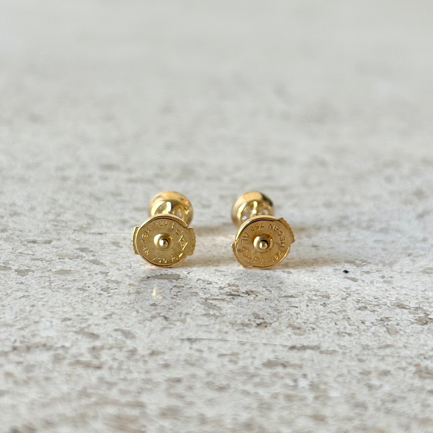 Boucles D'oreilles Puces Solitaire - Or Jaune 750 & Diamants