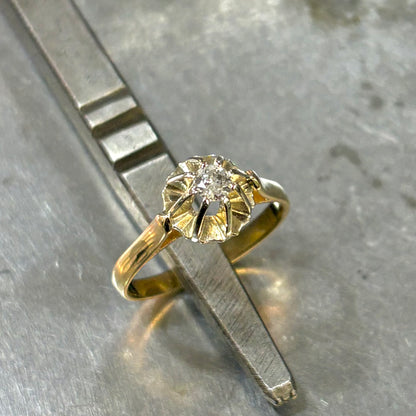 Bague Solitaire Vintage - Or Jaune 750 & Diamant