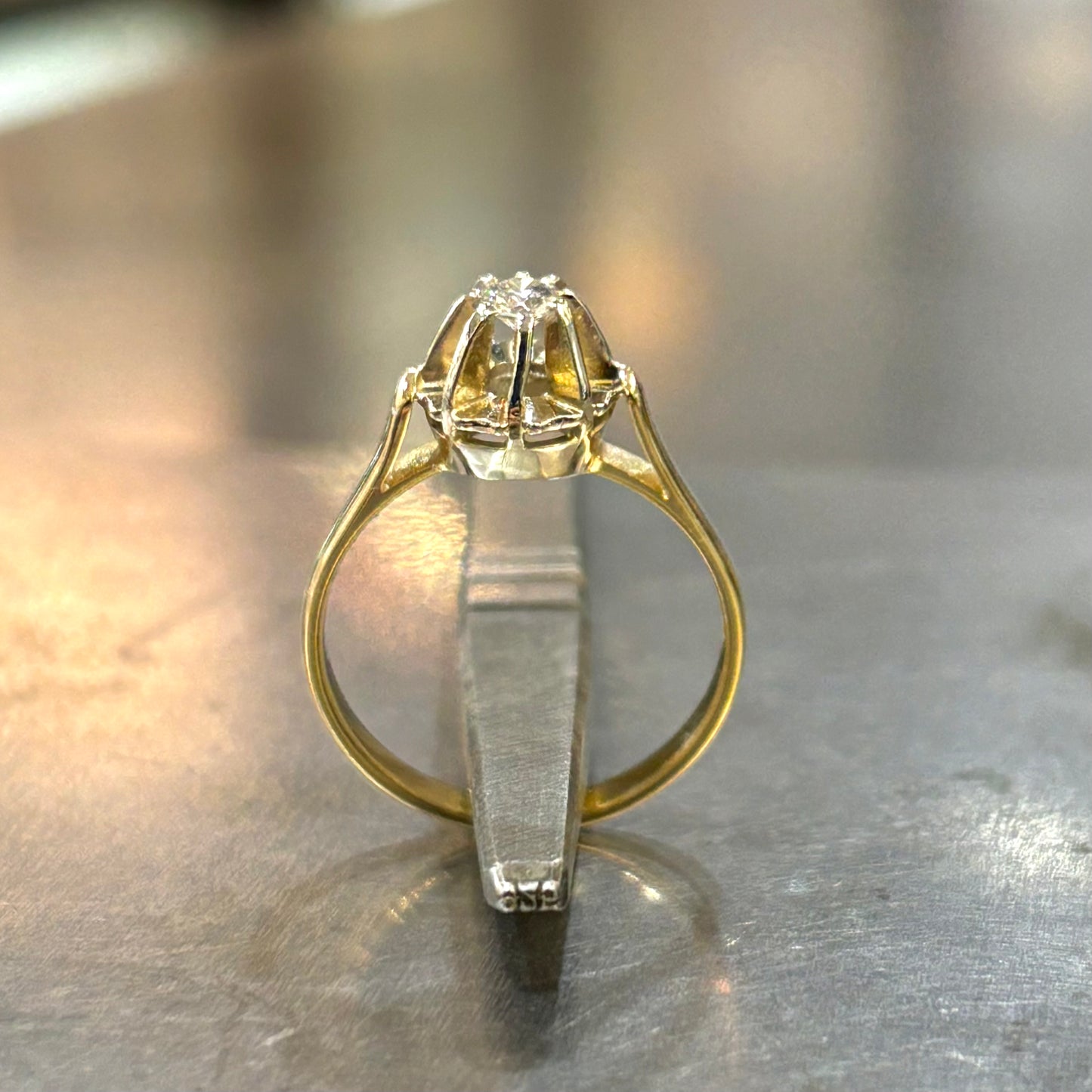 Bague Solitaire Vintage - Or Jaune 750 & Diamant