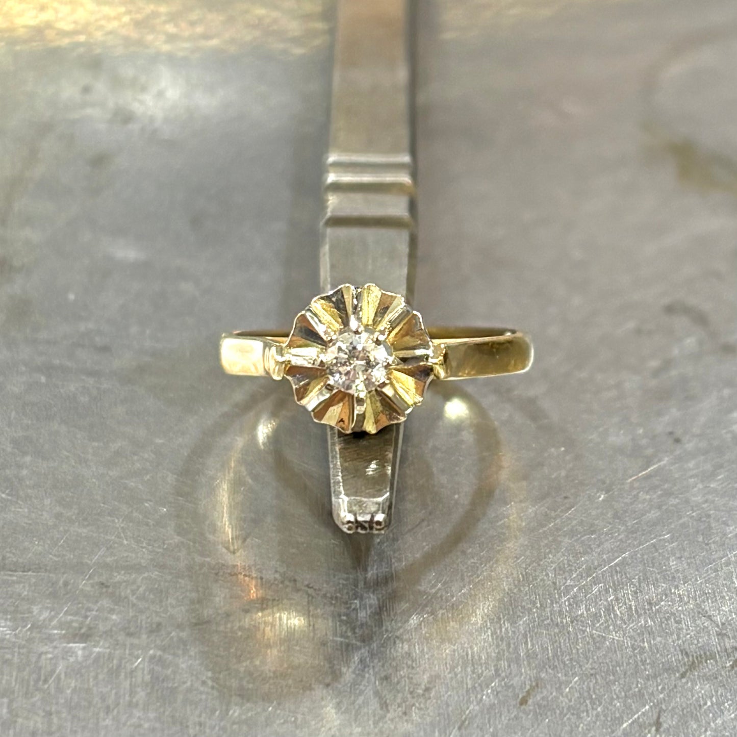 Bague Solitaire Vintage - Or Jaune 750 & Diamant