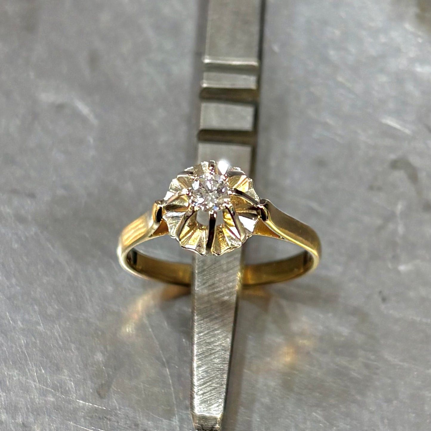 Bague Solitaire Vintage - Or Jaune 750 & Diamant