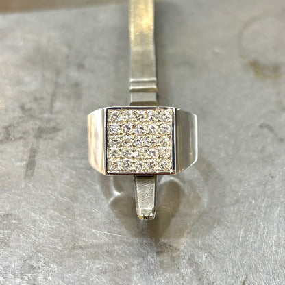 Bague Chevalière Pavée - Or Blanc 750 & Diamants