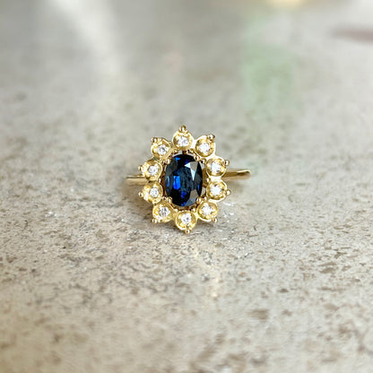 Bague Marguerite - Or Jaune 750 Saphir & Diamants