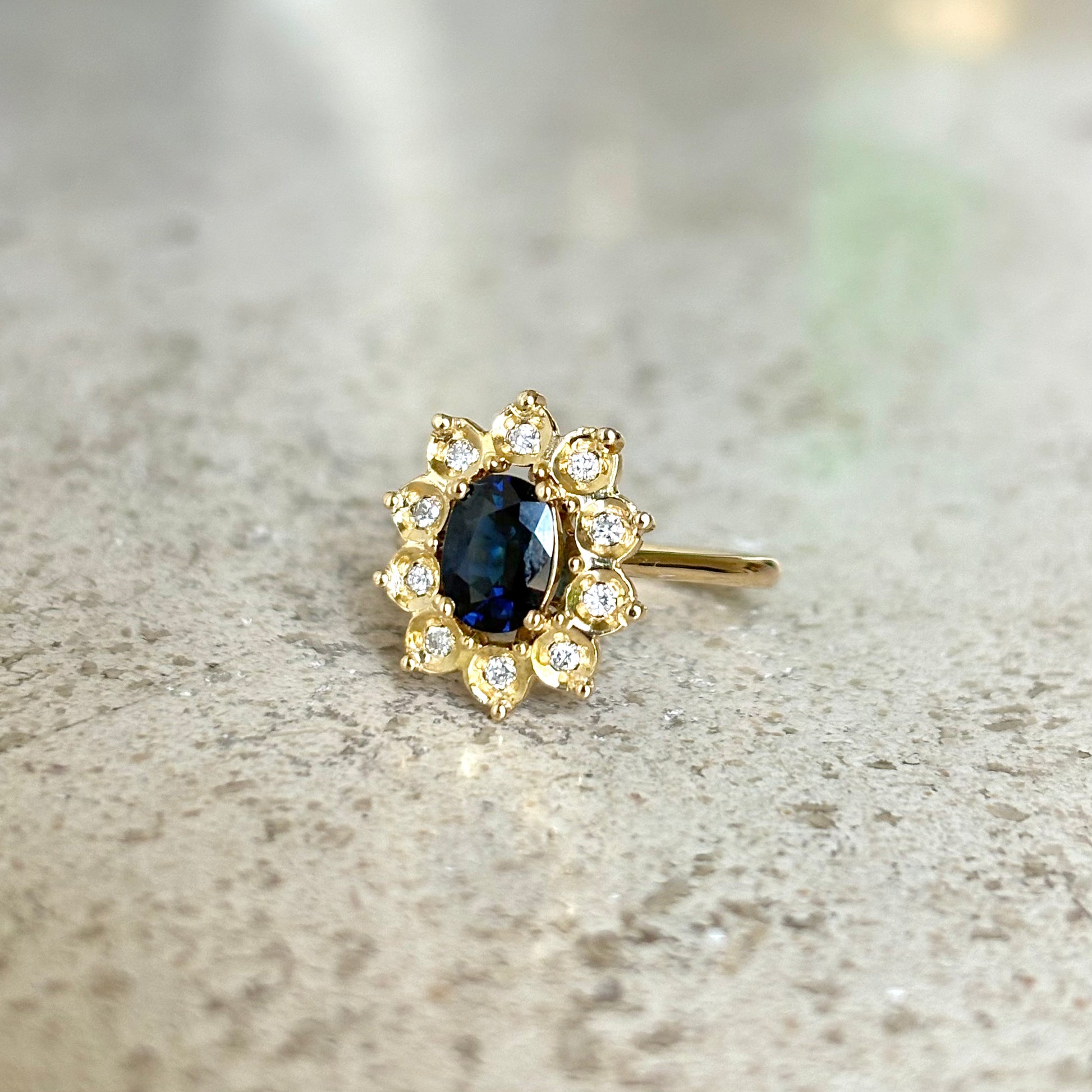 Bague Marguerite - Or Jaune 750 Saphir & Diamants
