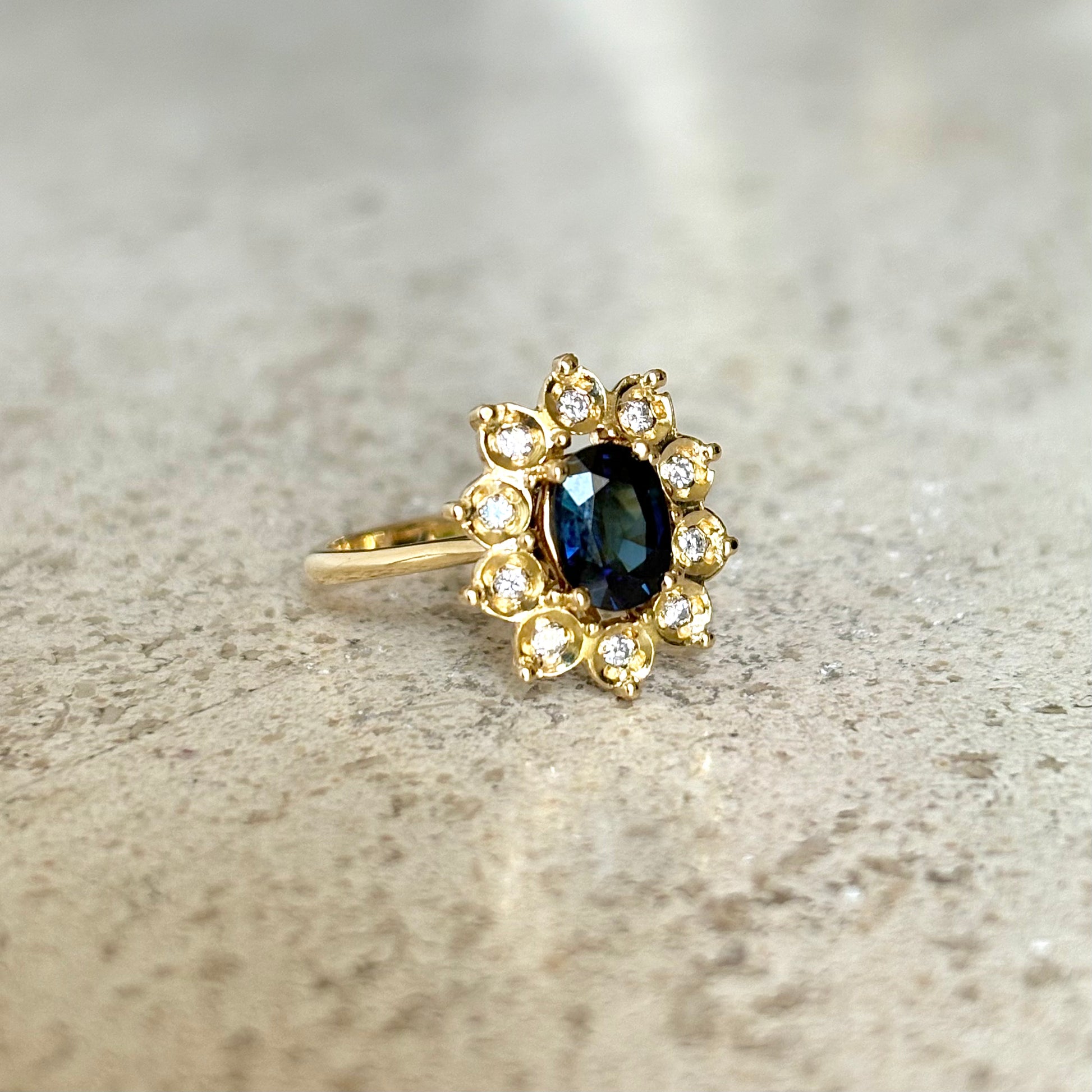 Bague Marguerite - Or Jaune 750 Saphir & Diamants