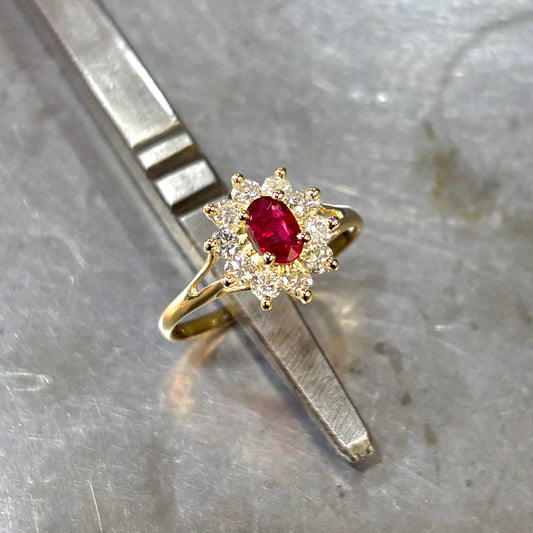 Bague Marguerite - Or Jaune 750 Rubis & Diamants