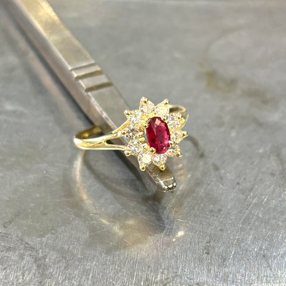 Bague Marguerite - Or Jaune 750 Rubis & Diamants