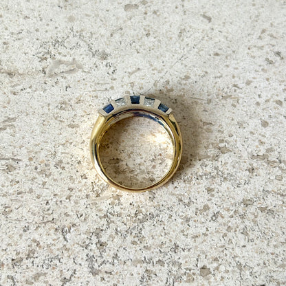 Bague Damier - Or Jaune 750 Saphirs & Diamants