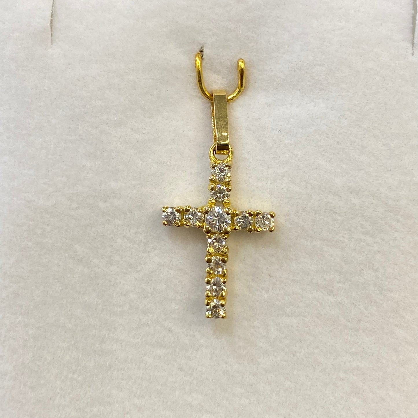 Pendentif Croix - Or Jaune 750 & Diamants