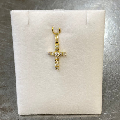 Pendentif Croix - Or Jaune 750 & Diamants