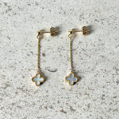 Boucles D'oreilles Trèfles - Or Jaune 750 & Nacre