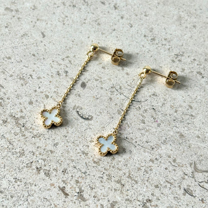 Boucles D'oreilles Trèfles - Or Jaune 750 & Nacre