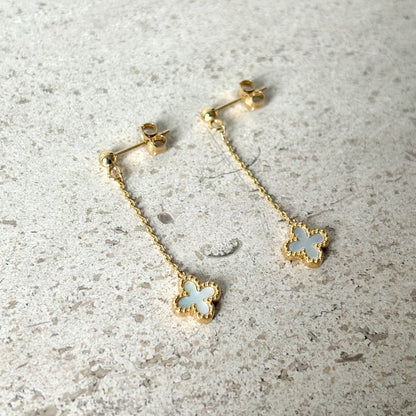 Boucles D'oreilles Trèfles - Or Jaune 750 & Nacre