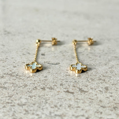 Boucles D'oreilles Trèfles - Or Jaune 750 & Nacre