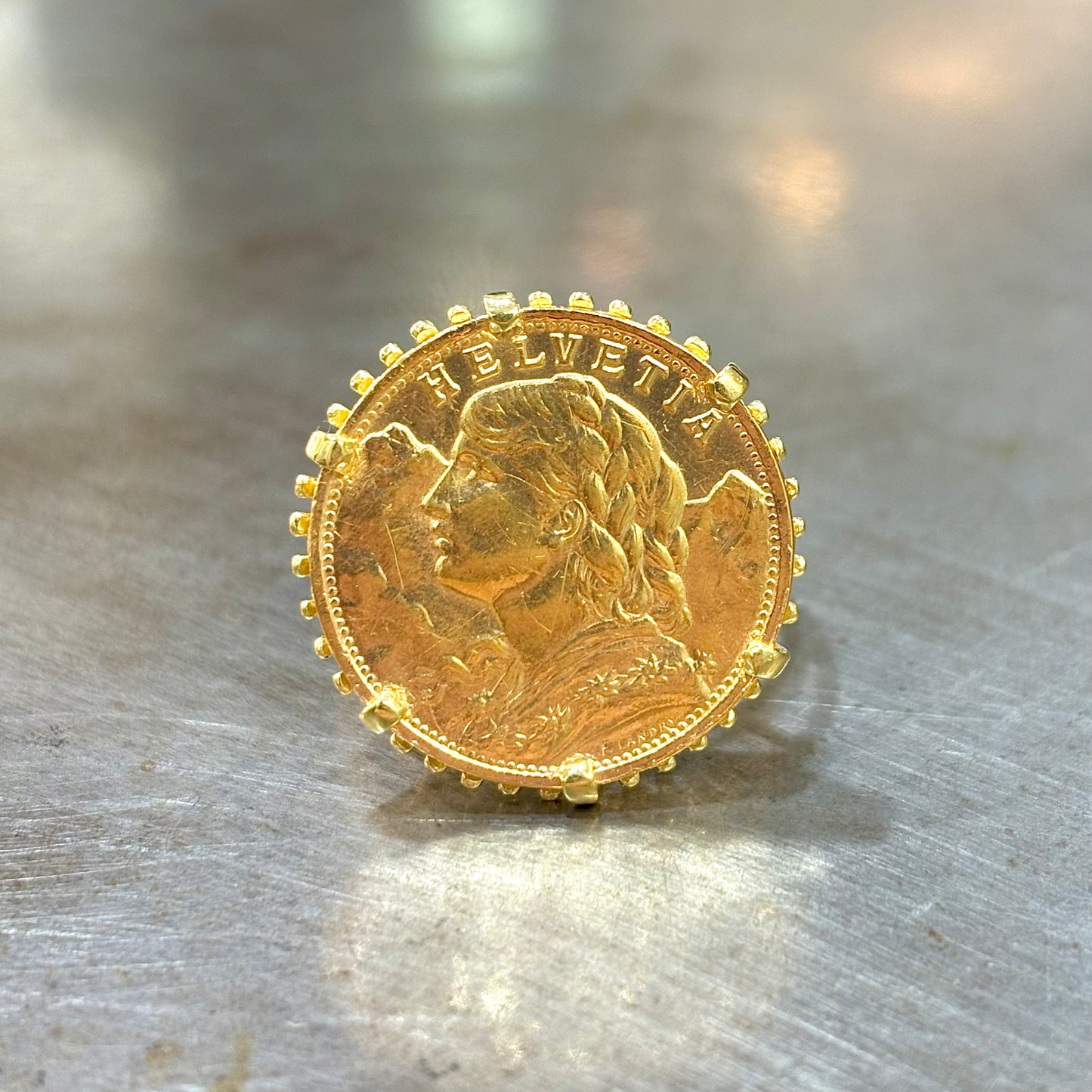 Bague Pièce - Or Jaune 750 & Pièce 20 Francs Suisse