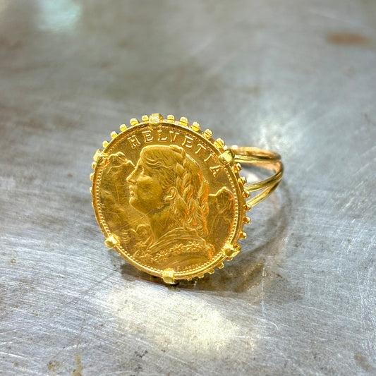 Bague Pièce - Or Jaune 750 & Pièce 20 Francs Suisse