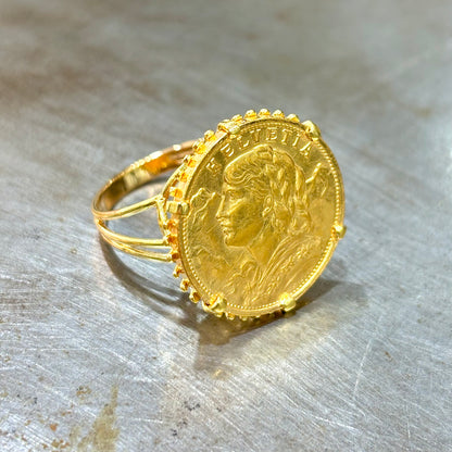 Bague Pièce - Or Jaune 750 & Pièce 20 Francs Suisse