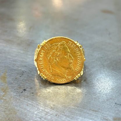 Bague Pièce - Or Jaune 750 & Pièce Or 10 Francs Napoléon
