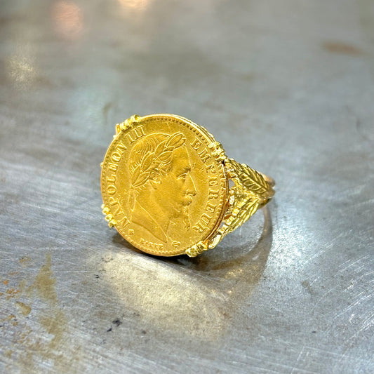 Bague Pièce - Or Jaune 750 & Pièce Or 10 Francs Napoléon