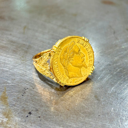 Bague Pièce - Or Jaune 750 & Pièce Or 10 Francs Napoléon