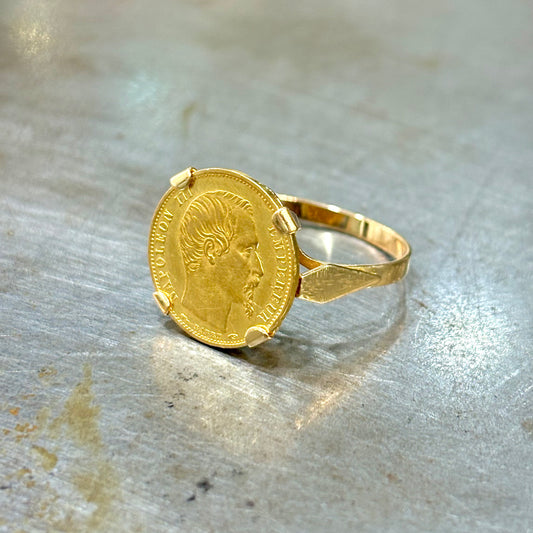 Bague Pièce - Or Jaune 750 & Pièce Or 5 Francs Napoléon