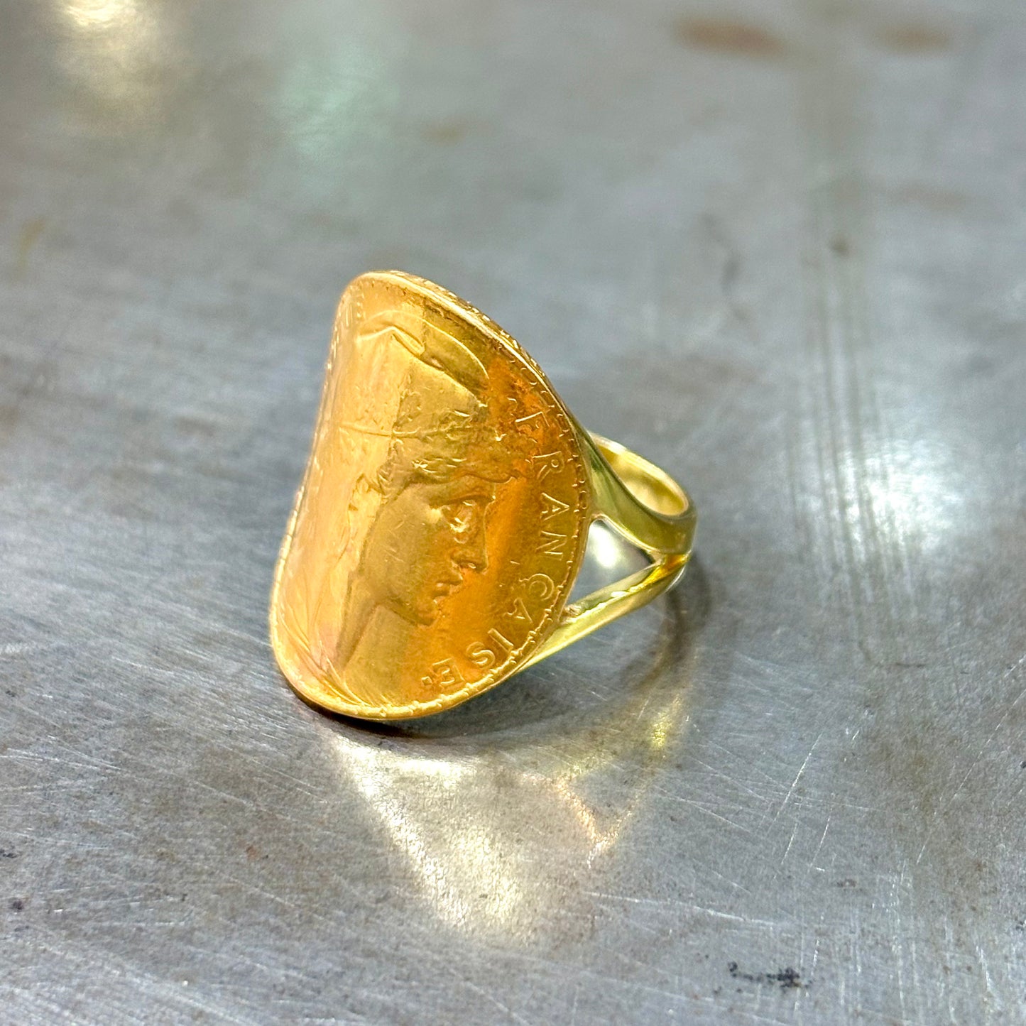 Bague Pièce - Or Jaune 750 & Pièce 20 Francs Marianne Coq