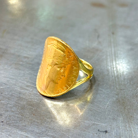 Bague Pièce - Or Jaune 750 & Pièce 20 Francs Marianne Coq