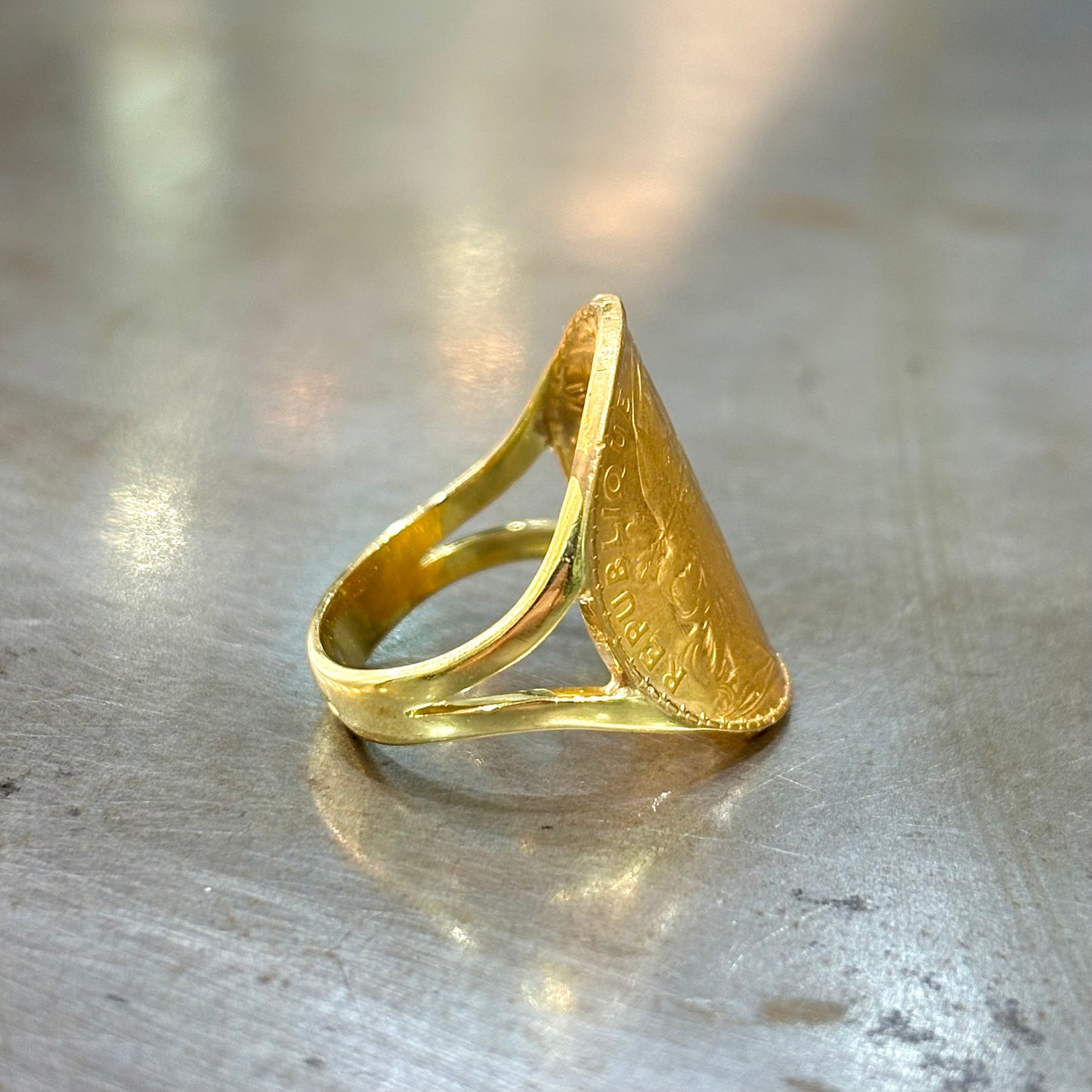 Bague Pièce - Or Jaune 750 & Pièce 20 Francs Marianne Coq