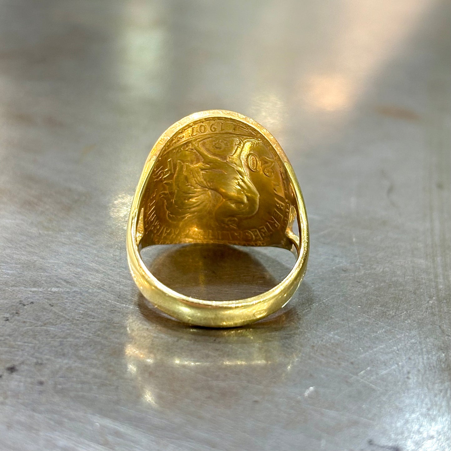 Bague Pièce - Or Jaune 750 & Pièce 20 Francs Marianne Coq