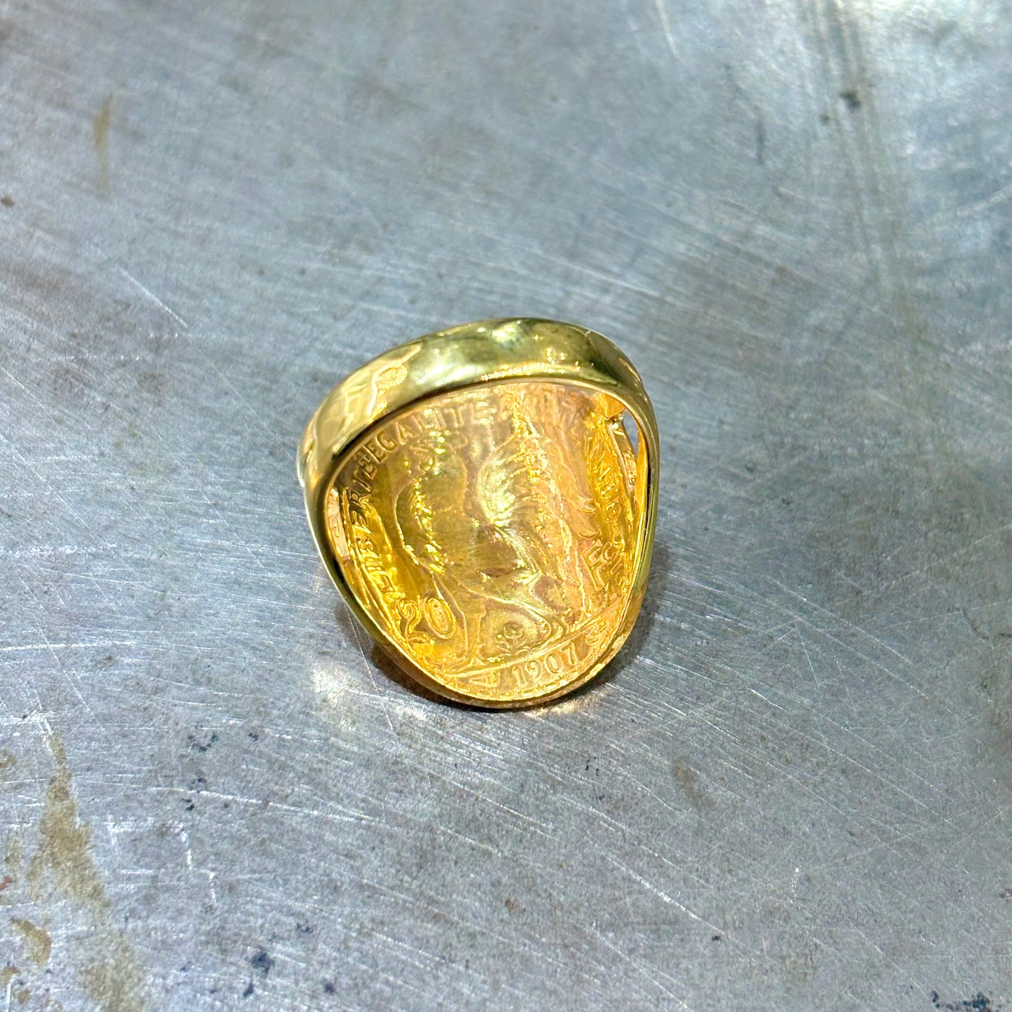 Bague Pièce - Or Jaune 750 & Pièce 20 Francs Marianne Coq