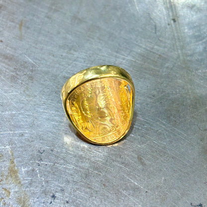 Bague Pièce - Or Jaune 750 & Pièce 20 Francs Marianne Coq