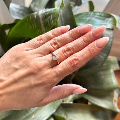 Bague Solitaire - Or Jaune 750 & Diamant de Synthèse