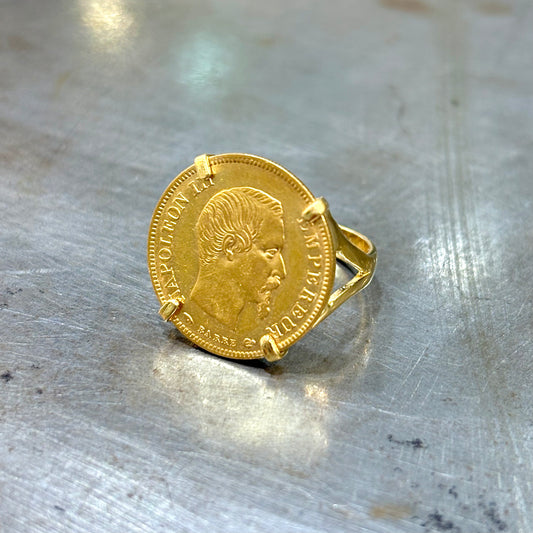 Bague Pièce - Or Jaune 750 & Pièce 10 Francs Napoléon