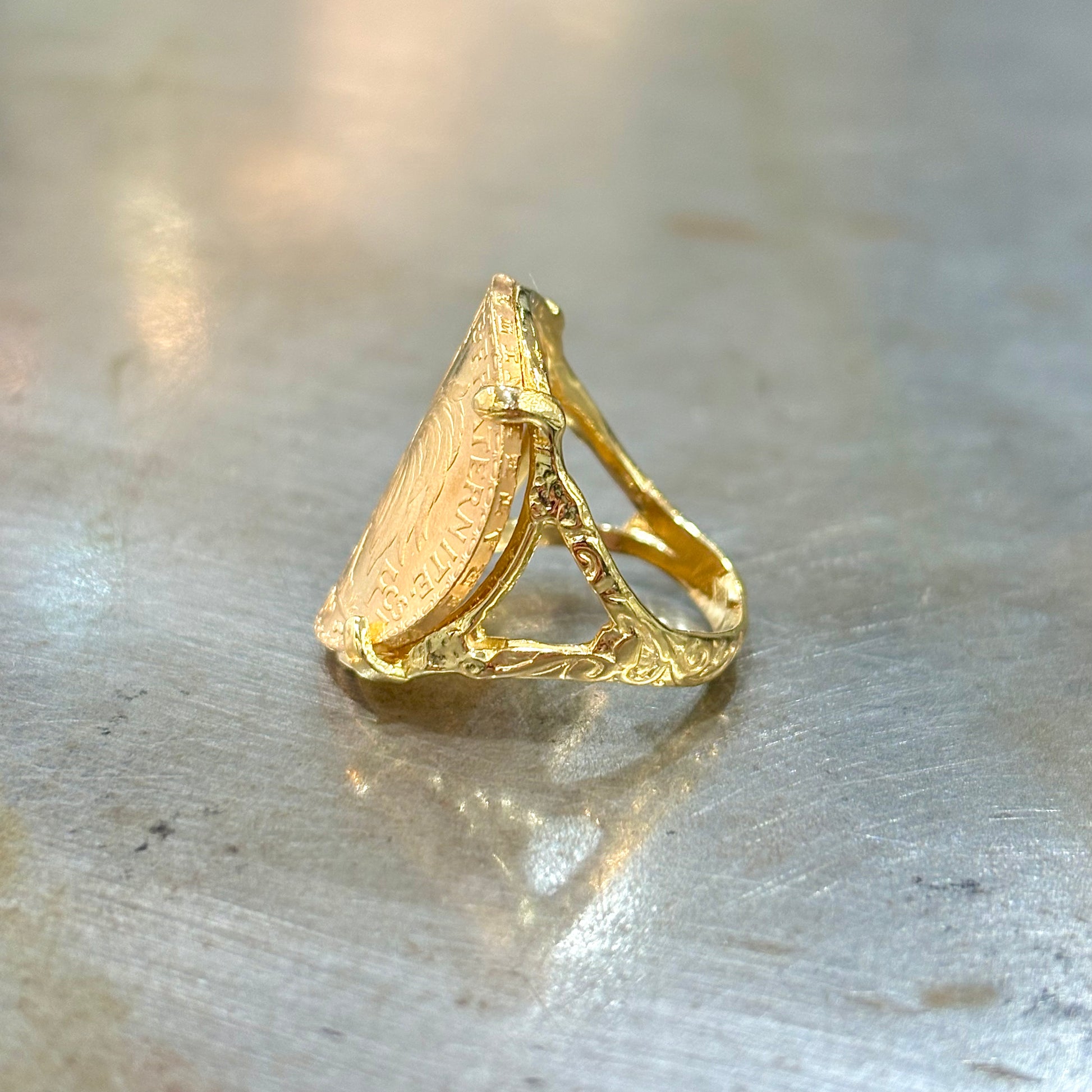 Bague Pièce - Or Jaune 750 & Pièce 20 Francs Marianne Coq