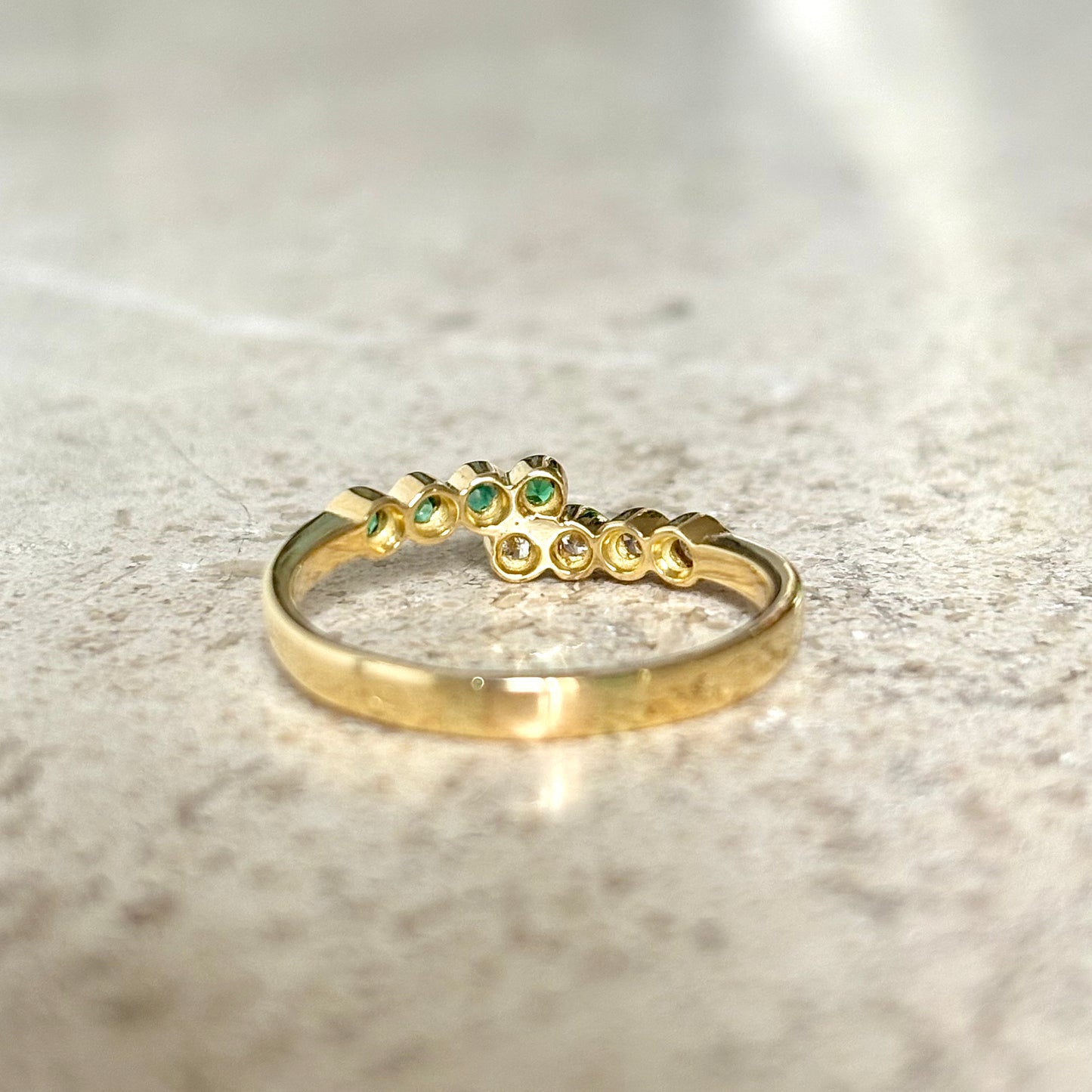 Bague Alliance - Or Jaune 750 Émeraudes & Diamants