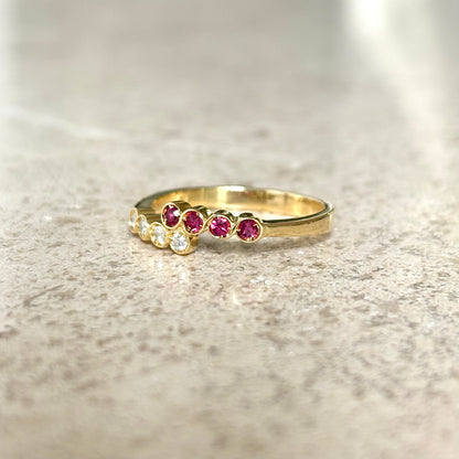 Bague Alliance - Or Jaune 750 Rubis & Diamants