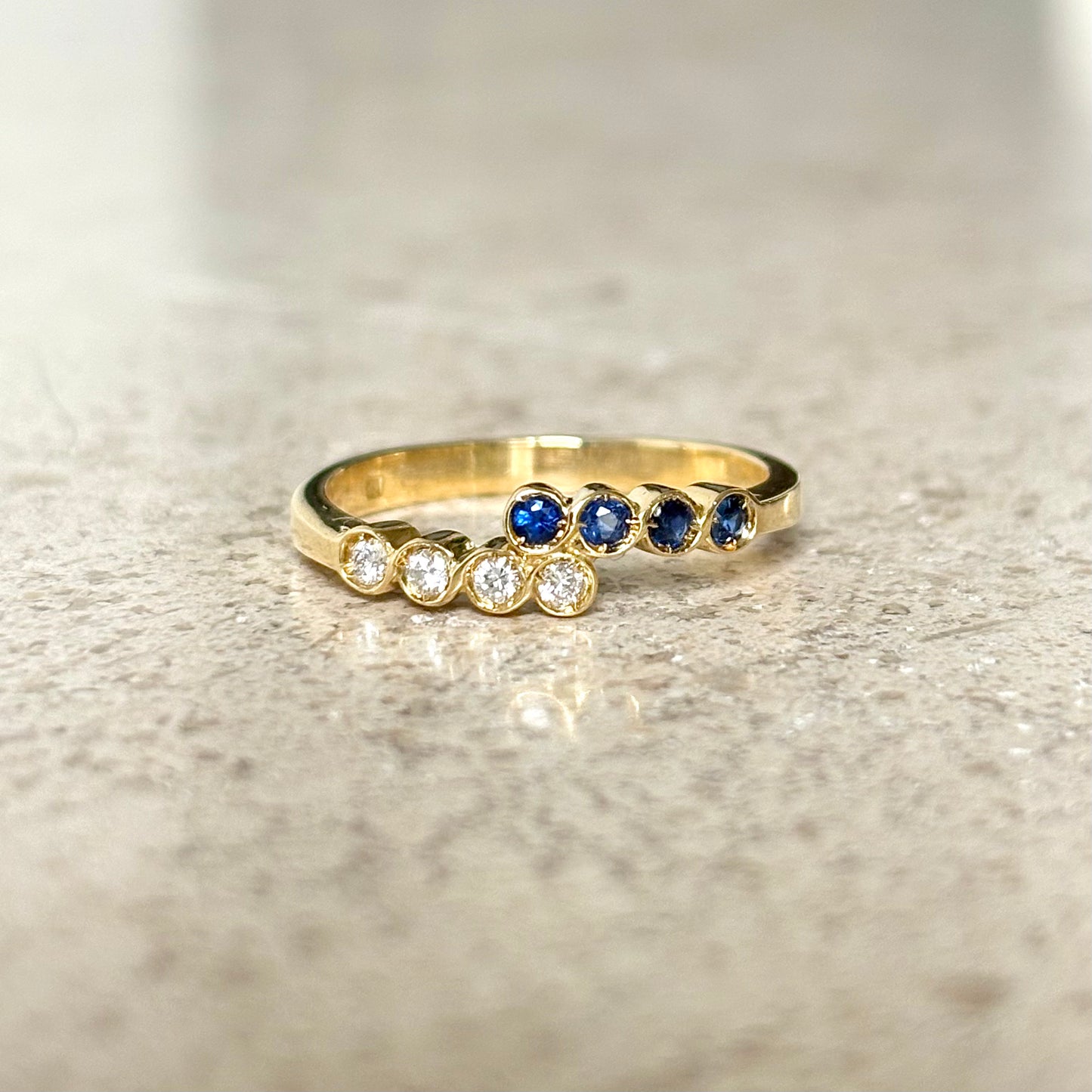 Bague Alliance - Or Jaune 750 Saphirs & Diamants