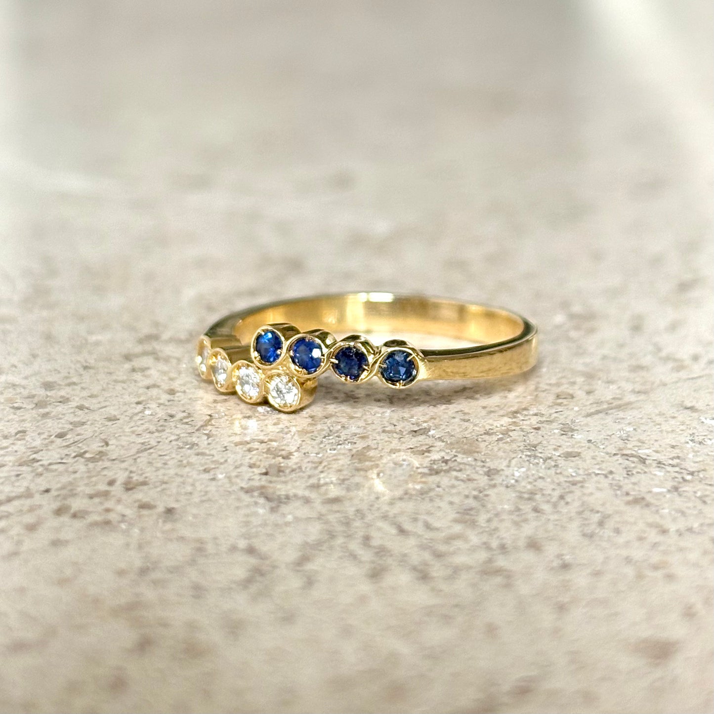 Bague Alliance - Or Jaune 750 Saphirs & Diamants