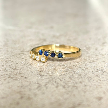 Bague Alliance - Or Jaune 750 Saphirs & Diamants