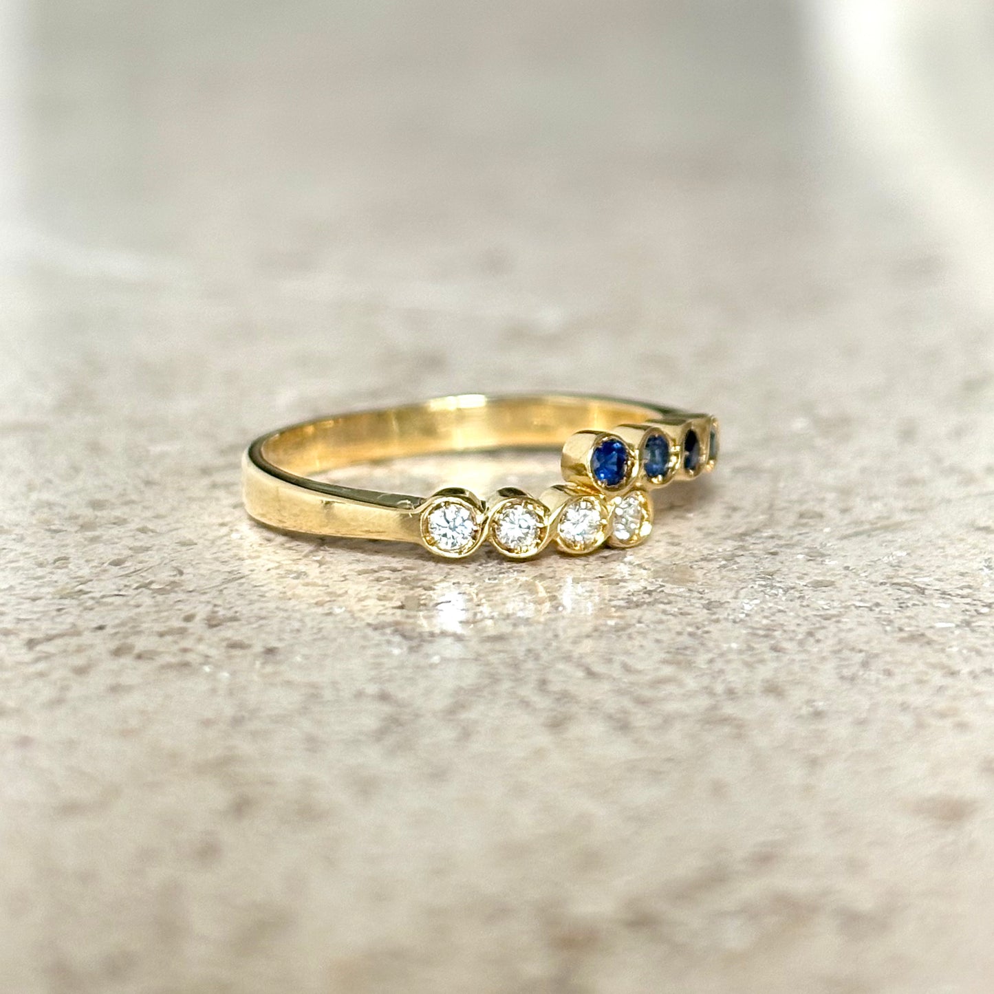 Bague Alliance - Or Jaune 750 Saphirs & Diamants