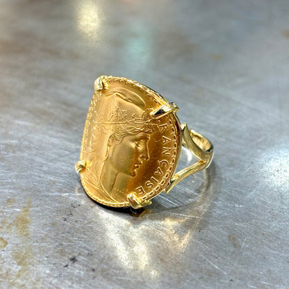 Bague Pièce - Or Jaune 750 & Pièce 20 Francs Marianne Coq