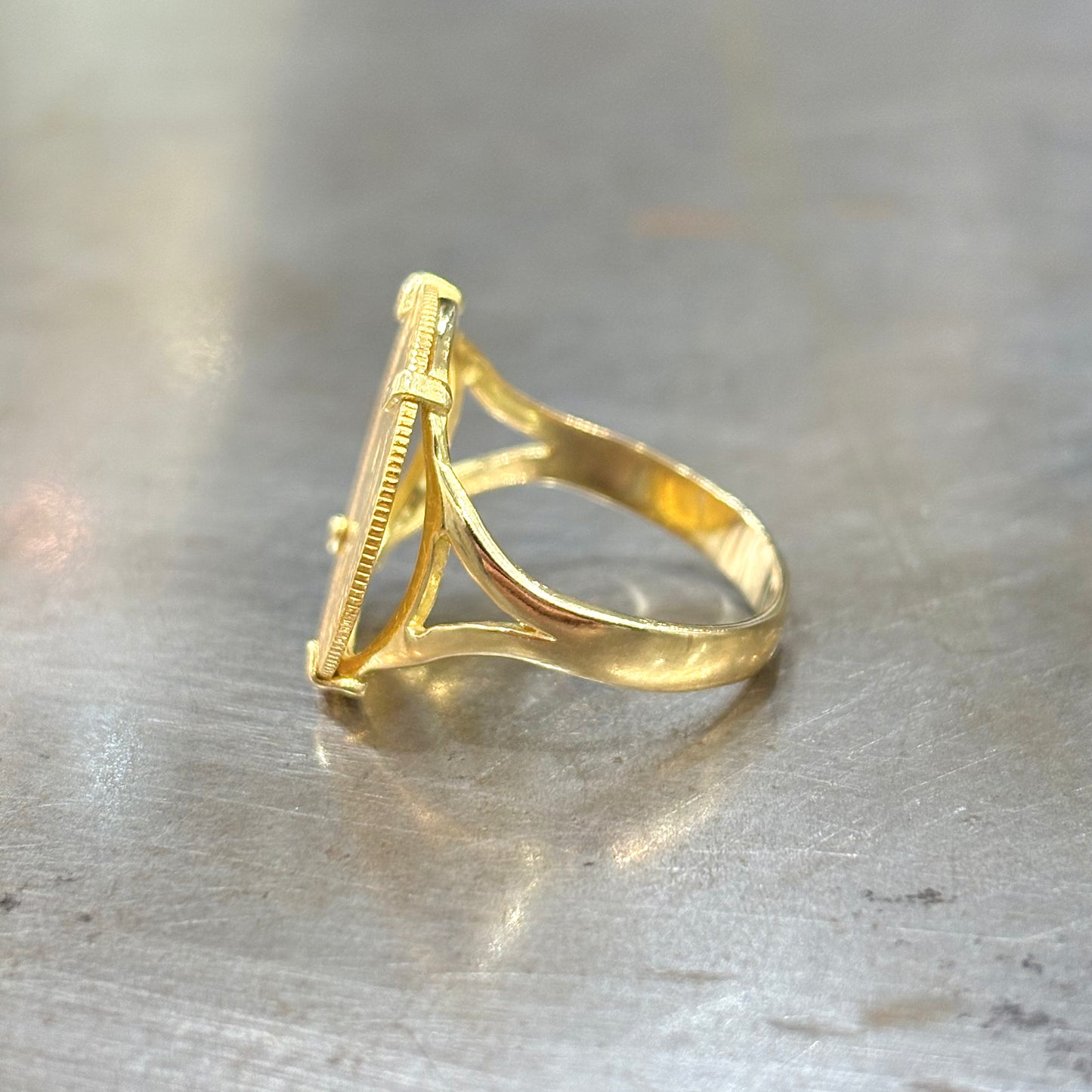 Bague Pièce - Or Jaune 750 & Pièce 10 Francs Marianne Coq