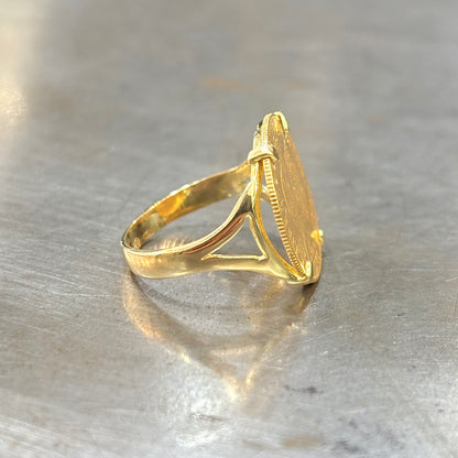 Bague Pièce - Or Jaune 750 & Pièce 10 Francs Marianne Coq