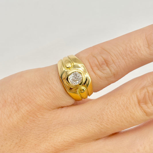 Bague Chevalière - Or Jaune 750 & Diamant